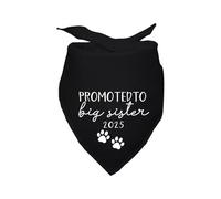 Promoted to Big Sister 2025 Black Pet Dog Bandanas Triangle Scarf Bandanas Bibs Birthday Party Props Gender Revealing Photo Props Accessories for Pet Dog Lovers Gifts