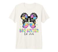 Promoted to Big Sister 2026 Becoming Big Sis Funny Messy Bun Premium T-Shirt