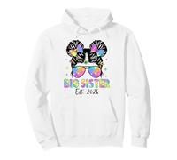 Promoted to Big Sister 2026 Becoming Big Sis Funny Messy Bun Pullover Hoodie