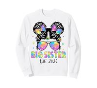 Promoted to Big Sister 2026 Becoming Big Sis Funny Messy Bun Sweatshirt