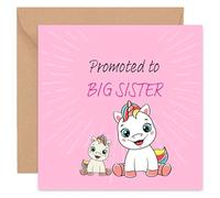 Promoted to Big Sister Card - New Baby - Big Brother - Baby Shower Card - Girl Boy Cards - Congratulations Pregnancy - 14cm