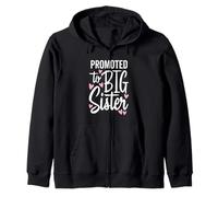 Promoted to Big Sister Family New Baby Love Hearts Graphic Zip Hoodie