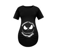 Lorjuly Women Maternity Halloween Tops Mommys Little Nightmare Christmas Pregnant Shirts, Black, XL