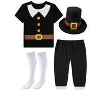 PROMOTED TO BIG SISTER Pilgrim Costume for Mens (Black, Medium)