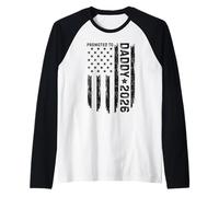 Promoted to Daddy est 2026 Soon to be Dad New Father US Flag Raglan Baseball Tee