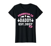 Promoted to Daddy It's A Girl Est 2027 New Dad First Daddy Value Graphic T-Shirt, Women, Black, L