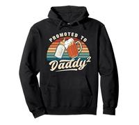 Promoted to Daddy of 2 Retro Reveal for Dad Again Pullover Hoodie