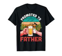Promoted to Father Beer and Milk Baby Retro Sunset Nature T-Shirt