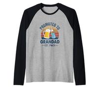 Promoted to Grandad Est 2025 First Time Fathers Day Vintage Raglan Baseball Tee