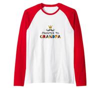 Promoted to Grandpa: Royal Mustache Family Fun Raglan Baseball Tee, Men, Red/White, L