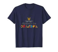 Promoted to Grandpa: Royal Mustache Family Fun T-Shirt, Men, Navy, 4XL
