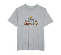 Promoted to Grandpa: Royal Mustache Family Fun T-Shirt, Men's Big and Tall, Heather Grey, 3X Tall