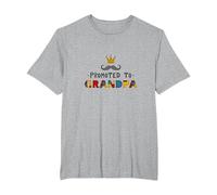 Promoted to Grandpa: Royal Mustache Family Fun T-Shirt, Men's Big and Tall, Heather Grey, 6X Tall