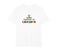 Promoted to Grandpa: Royal Mustache Family Fun T-Shirt, Men's Big and Tall, White, 4X Tall