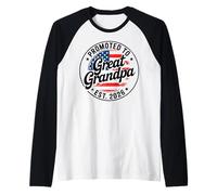 Promoted to Great Grandpa EST 2026 USA Flag Soon to Grandpa Raglan Baseball Tee