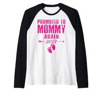 Promoted to Mommy Again 2027 Pregnancy Reveal Raglan Baseball Tee