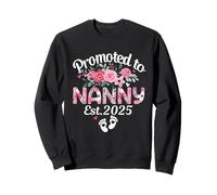 Promoted To Nanny Est 2025 Floral First Time Nanny Est 2025 Sweatshirt