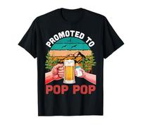 Promoted to Pop Pop Beer and Milk Baby Retro Sunset Nature T-Shirt