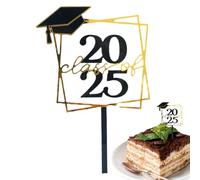 Promotion Of The Class Of Twenty-Five Cupcake Toppers | Acrylic Decorations For Graduation Cupcakes - Photo Props And -Festive Teeth Black And Gold For School Celebrations