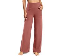 Promover Women's Activewear Yoga Trousers with Pockets Straight Wide Leg Stretch Work Tracksuit Bottoms Gym Joggers Causal Lounge Tummy Control Pants(Cameo,S,Regular)