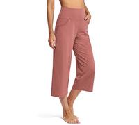Promover Womens Capris Yoga Pants Summer Cropped Trousers for Women UK Straight Wide Leg Trousers Women Stretch Cameo Ladies Work Trousers with Pockets