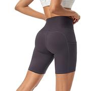 Promover Women's Sports Biker Yoga Shorts Running Pants High Waisted Leggings with Pockets Tummy Control 4 Way Stretch Yoga Leggings Compression Shorts Non See Through Workout Cycling Summer Hot Pants