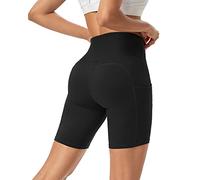 Promover Women's Sports Biker Yoga Shorts Running Pants High Waisted Leggings with Pockets Tummy Control 4 Way Stretch Yoga Leggings Compression Shorts Non See Through Workout Cycling Summer Hot Pants