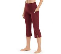 Promover Yoga Capris for Women Bootcut Yoga Pants with Pockets High Waisted Front Split Crop Bootleg Workout Capri Leggings