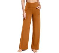 Promover Yoga Pants for Women with Pockets Wide Leg Trousers for Women UK Stretch Work Tracksuit Bottoms Joggers Causal Lounge Tummy Control Pants(Brown Sugar,XXL,Regular)