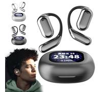 Promptanda Open Ear Earbuds, Promptanda Ear buds, True Powerful Bluetooth 5.4 Open Ear Earbuds, IPX5 Waterproof, with LED Display, Wireless Open Ear Bluetooth Earbuds (Black)