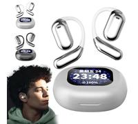 Promptanda Open Ear Earbuds, Promptanda Ear buds, True Powerful Bluetooth 5.4 Open Ear Earbuds, IPX5 Waterproof, with LED Display, Wireless Open Ear Bluetooth Earbuds (White)