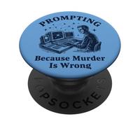 Prompting AI Coder Retro Computer Humor PopSockets Adhesive PopGrip