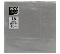 Pronappe SV074391I 16 Napkins 33 x 33 cm Micro-Embossed Paper 2 Ply Silver