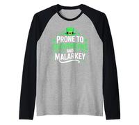 Prone to Shenanigans and Malarkey Shirt St Patricks Day Boys Raglan Baseball Tee