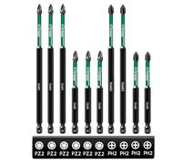 Pronese 10 pcs 150 mm and 90 mm ph2 & pz2 Impact Driver bits Magnetic Impact Driver Bits, Long S2 Steel Magnetic Drill Bits