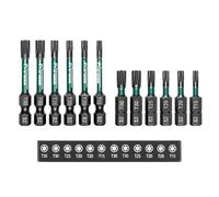 Pronese 12Pcs T30 T25 T20 & T15 Torx Bit Set, 32mm/50mm Magnetic Impact Driver Bits, S2 Steel 1/4” Hex Shank Impact Screwdriver Driver Bit Set