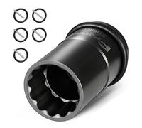 Pronese 42Cr-Mo 1/2" Drive 21mm Bi-Hex Impact Socket 52mm Depth with 5 Pairs of Retaining Pins and O-Rings for Wrench Scaffolding Coupler and Pipe Clamps High-Torque Applications (1)
