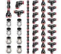Pronese 48 Pcs Quick Release Plastic Pneumatic Air Line Fittings, 6mm Straight/Elbow/T/Y Push Connectors, G1/4 & G1/8 6mm Push to Connect Fittings Kit