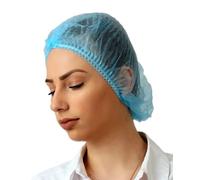 PRONETS 100x Premium BLUE Mob Caps - Non Woven Hygiene Hair Nets Covers, Disposable Clip Caps with Double Elastic (1x Pack of 100) Made In UK