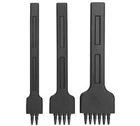 Prong Chisel Set 3Pcs Alloy Steel Leather Punching Tools Professional Round Hole Punch Kit for Craft DIY 2 4 6 Teeth(6mm Spacing)