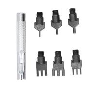 Prong Punch Leather Hole Punch, DIY Belt Punching Tool, Interchangeable Head with 6 Nose Tips, Lightweight Portable Metal Prong Punch for Leather Craft and Stitching Projects