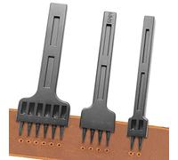 Prong Punch Tool Set - 3Pcs 6mm Leather Row Round Hole Tooth Punch Tool, 2/4/6 Prong Tooth Circular Cut Lacing Stitching Chisel DIY Leathercraft Punching Accessories Kits for Leather Craft