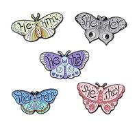 Pronouns Cute Butterfly Pin She They/He Him/They Them/She Her/He They Gender Enamel Pin Set Identity Bulk Pins for Pride Parade Daily Wear Lapel Hat Backpack Women Girls Jewelry Gift