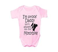 Proof Daddy Isn't Always On Motorbike Funny Babygrow Vest Baby Romper Bodysuit Age 0-3 Months Pink