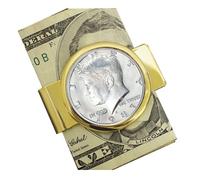 Proof JFK Half Dollar Coin Money Clip, Gold, Medium
