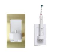 ProofVision In-Wall Toothbrush Charger + Shaver Socket Brushed Brass Plate PV12P