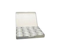 Proops 1 x Aluminium 12 Clear Storage Boxes in Tray, 39mm Dia Pots. Beads Findings Jump Rings (S7773) Free UK Postage