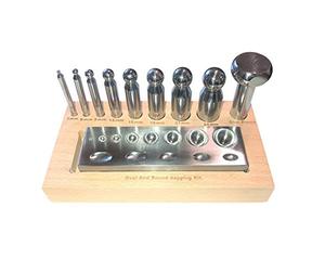 Proops Oval & Round Dapping Doming Set with 9 Punches & Block (J2336) Free UK Postage