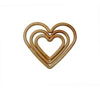 Proops Pack of 15 Small, Medium and Large WOOD EFFECT Heart Shape Macrame Frame Rings, Craft, Hobby. (S7831) Free UK Postage.
