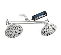 Proox Double Shower Head with Built-in Valve, High Pressure 6 Setting Dual Shower Head Design for Couple on Walk-in Bathroom or Single on Bathtub Bathroom - Chrome